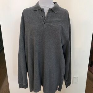 Men's Gray Long Sleeve Polo Style Shirt in Large